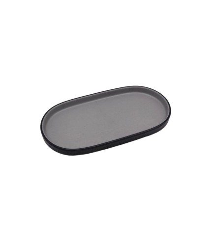 Plato de melamina ovalado bicolor negro-gris 20 x 10,8 x 1,6