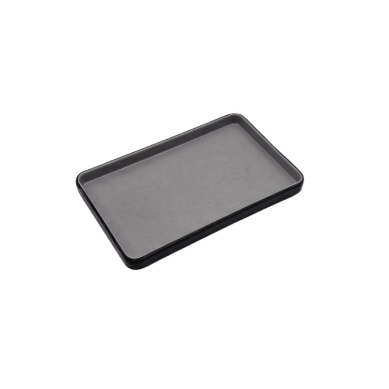 Plato de melamina rectangular efecto roca bicolor gris-negra 19 x 12,2 x 2 cm
