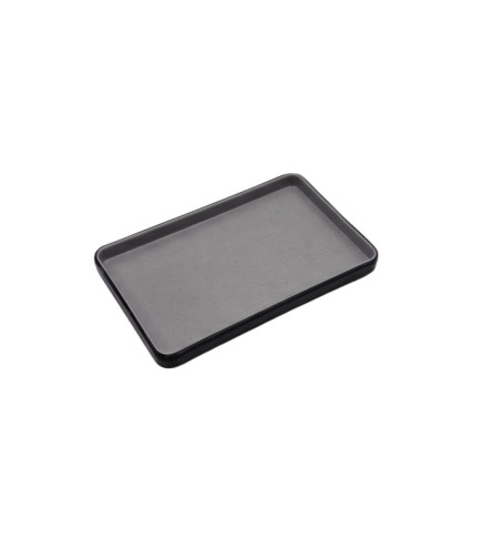 Plato de melamina rectangular efecto roca bicolor gris-negra 19 x 12,2 x 2 cm