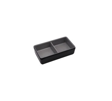 Plato de melamina de dos compartimentos efecto roca bicolor gris-negra 11,5 x 6,5 x 2,7 cm