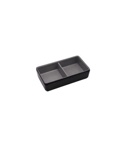 Plato de melamina de dos compartimentos efecto roca bicolor gris-negra 11,5 x 6,5 x 2,7 cm