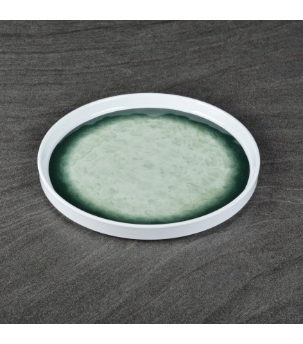 Plato melamina redondo verde efecto piedra 20,6 cm