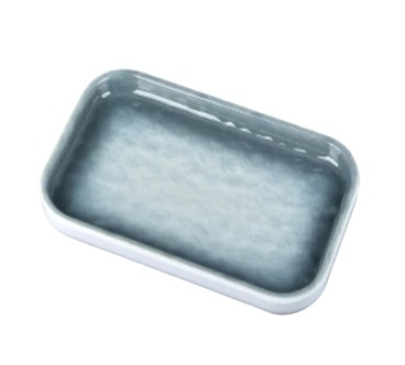 Plato melamina rectangular azul efecto piedra 20,2 cm