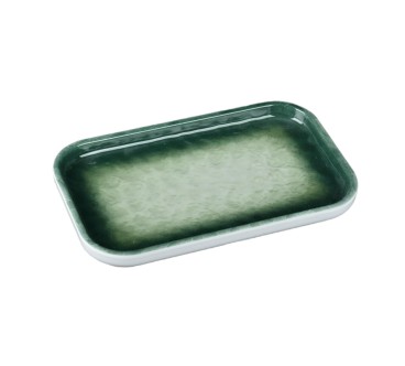 Plato melamina rectangular verde efecto piedra 24,6 x 15 x 2 cm