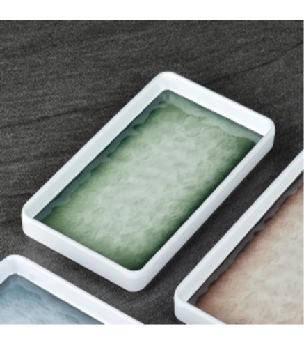 Plato de melamina rectangular verde 20 x 11 cm
