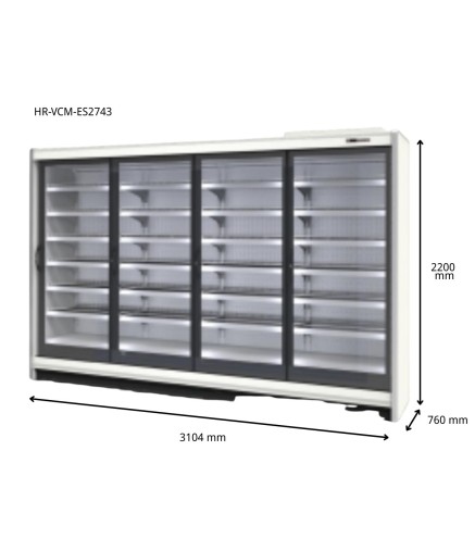Vitrina refrigerada de cristal ventilada 4 puertas 2068L 3,10 x 0,76 x 2,20 m -18 °C/-25 °C