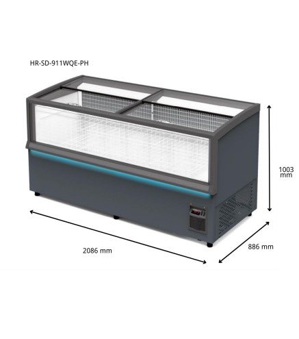 Congelador horizontal profesional 911L 2,08 × 0,88 × 1 m -18 °C/-22 °C