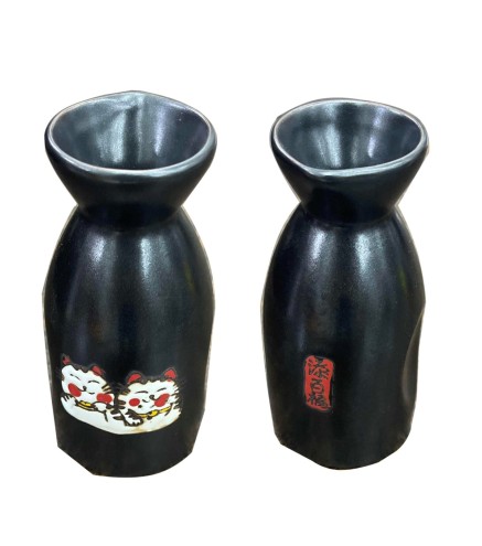 Jarra de sake Maneki Neko tradicional de cerámica 12,5 cm