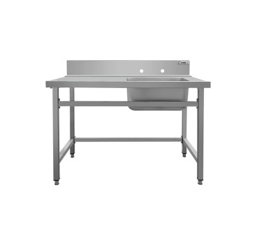 Mesa Acero Inox Recogida Residuos con Fregadero 1200*700*893+150MM (Grifo no incluido)
