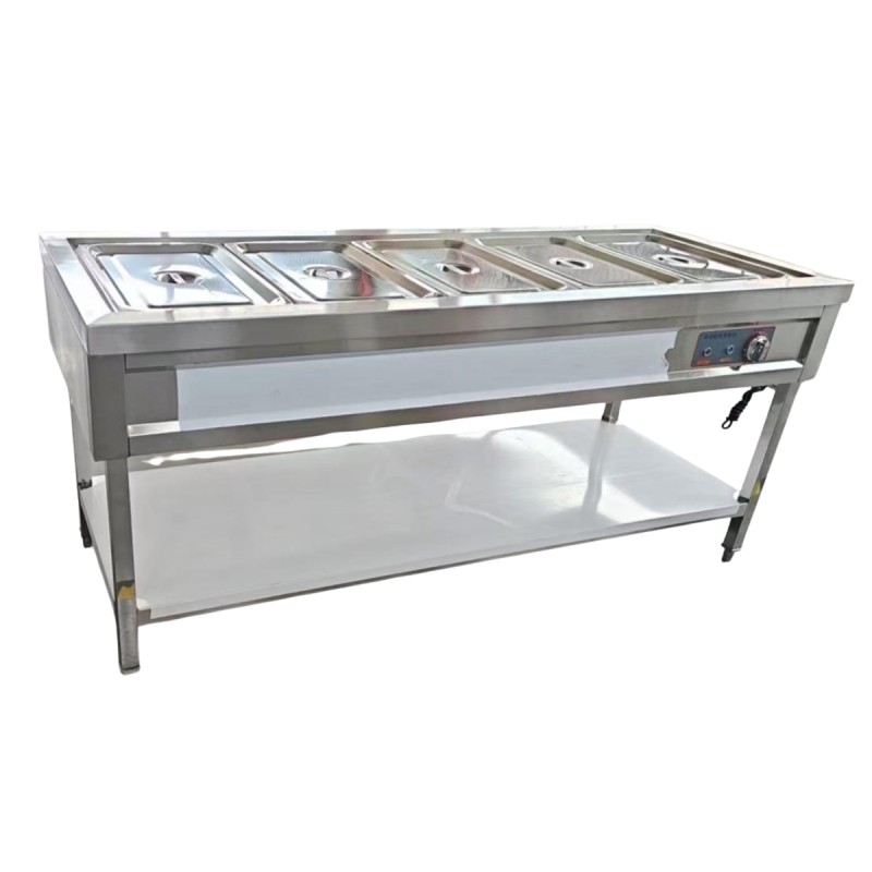 Mostrador Baño María de Alimentos Aislado con Cristal y Luz (5 Cubetas) 3 kW Mostrador Baño María de Alimentos Aislado con Cristal y Luz (5 Cubetas) 3 kW