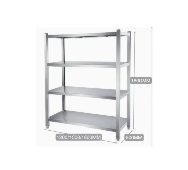 stantería de acero inoxidable con 4 baldas 120 x 50 x 180 cm patas cuadradas