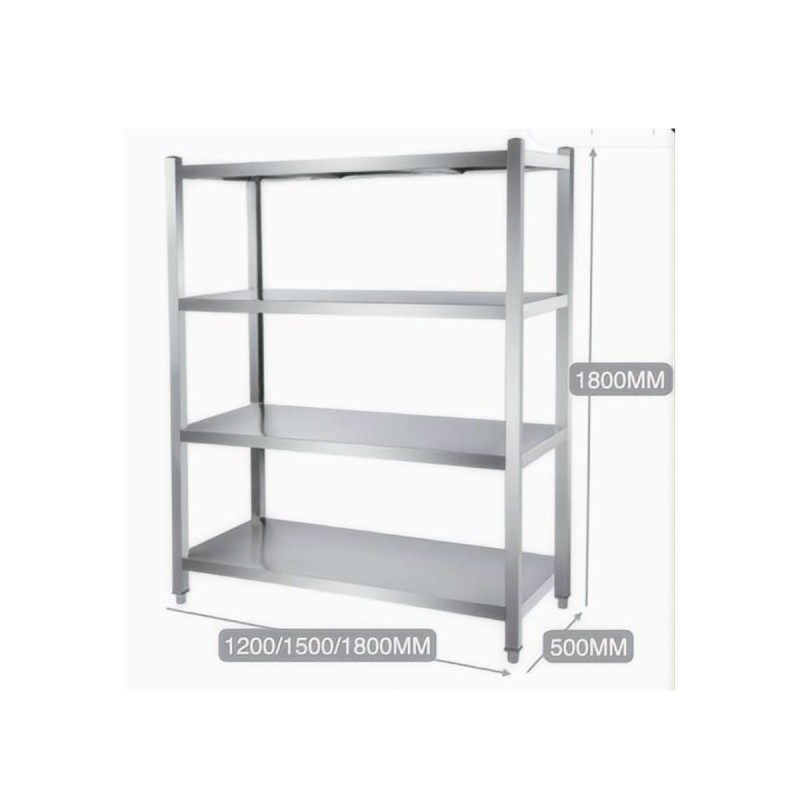 Estantería de acero inoxidable con 4 baldas 180 x 50 x 180 cm patas cuadradas Estantería de acero inoxidable con 4 baldas 180 x 50 x 180 cm patas cuadradas