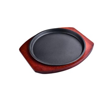 Placa redonda de hierro con base de madera 20 cm