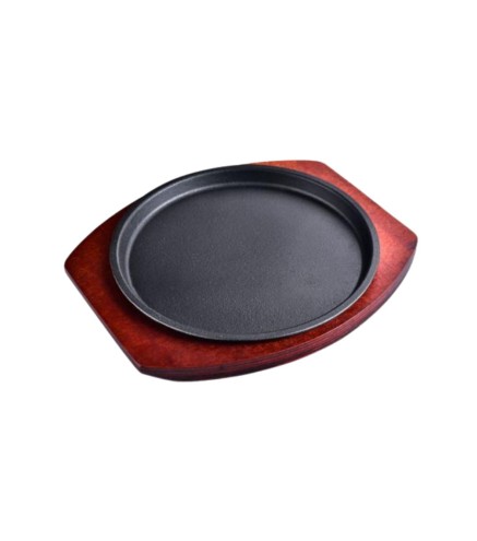 Placa redonda de hierro con base de madera 20 cm