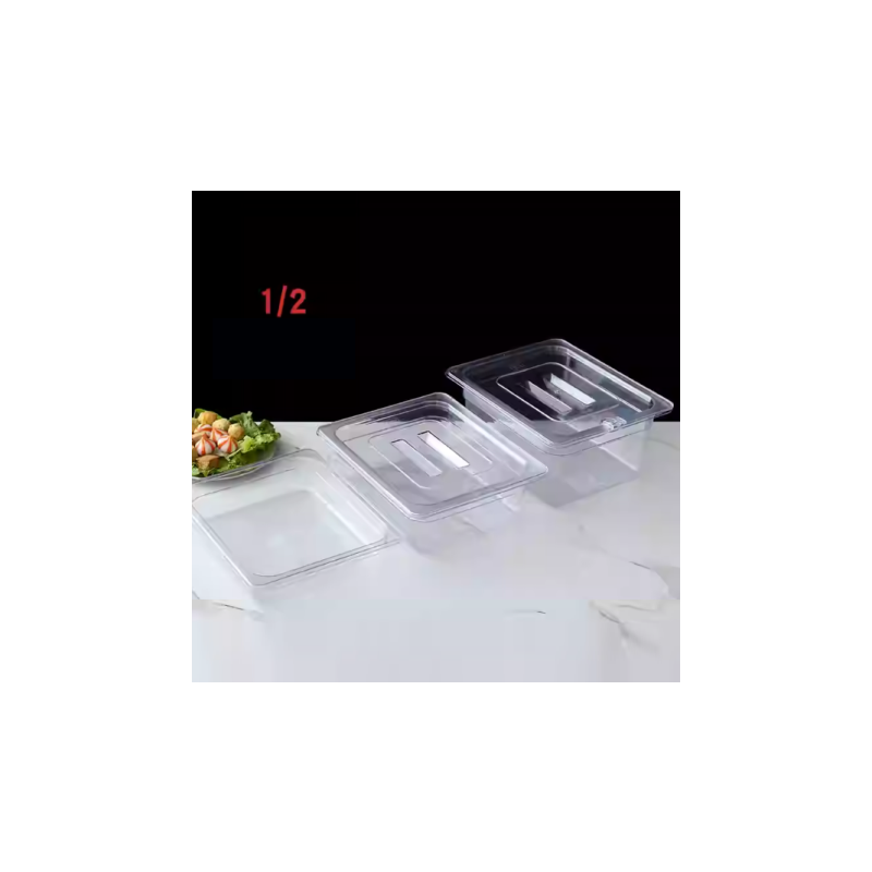 Cubetas Gastronorm transparente 1/2 y tapa - 65MM/100MM/150MM/200MM Cubetas Gastronorm transparente 1/2 y tapa - 65MM/100MM/150MM/200MM