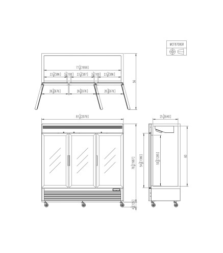 Armario Frigorífico Expositor 2050L 3 Puertas Cristal