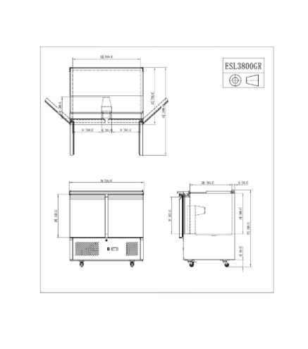 Mesa Fría De Ingredientes Con 2 Puertas 300L 310W -2 ℃ ~ 8 ℃