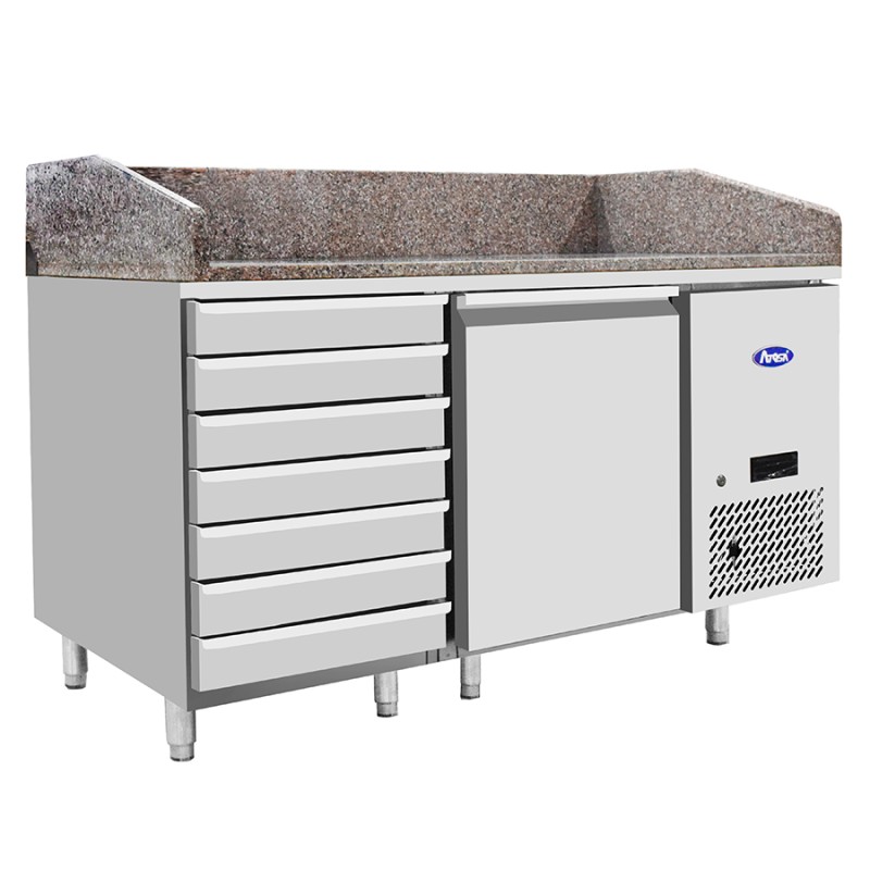 Mesa Refrigerada de Pizza 151cm 1 Puerta & 7 Cajones Mesa Refrigerada de Pizza 151cm 1 Puerta & 7 Cajones