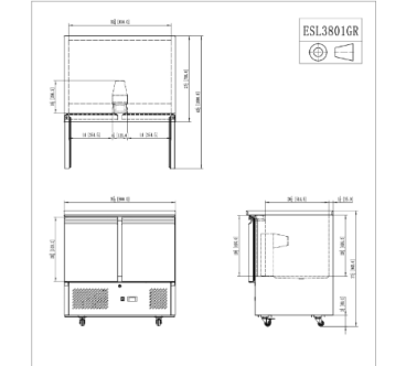 Mesa Fría De Ingredientes Con 2 Puertas 300L 220W -2 ℃ ~ 8 ℃ R290