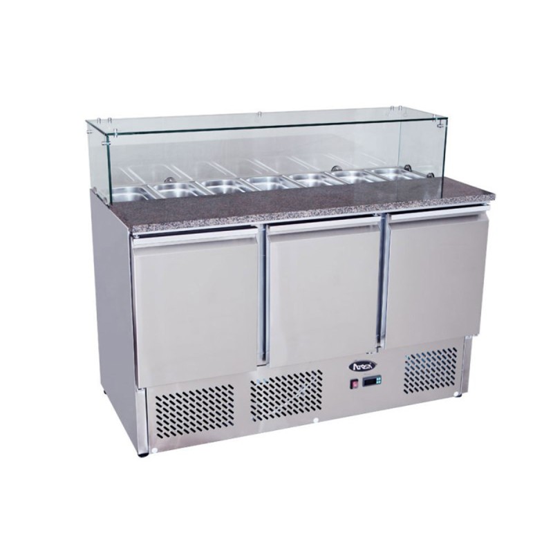 Saladette Mármol mesa refrigerada 3P 380L 136.5x70x107cm Saladette Mármol mesa refrigerada 3P 380L 136.5x70x107cm