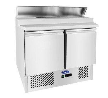 Mesa Refrigeración Y Ensaladera Abatible 5xGN1/6 - 2 Puertas de Mármol Capacidad 300L 2°/+8°C 900X700X1060MM
