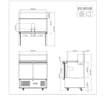 Mesa Fría De Ingredientes Mármol 2 Puertas 300L 310W -2 ℃ ~ 8 ℃ R290