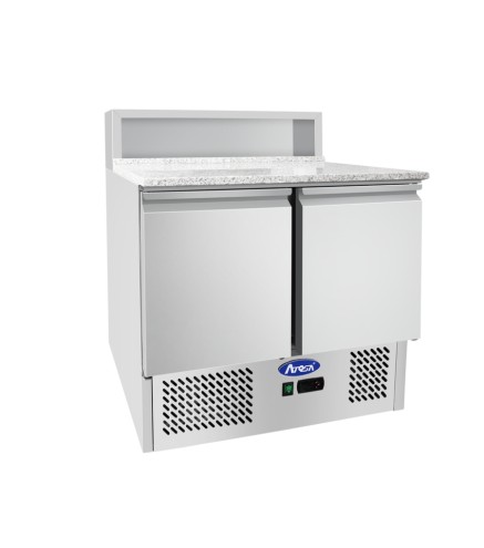 Mesa Refrigeración Y Ensaladera 5xGN1/6 - 2 Puertas de Mármol Capacidad 300L 2°/+8°C 900X700X1112MM