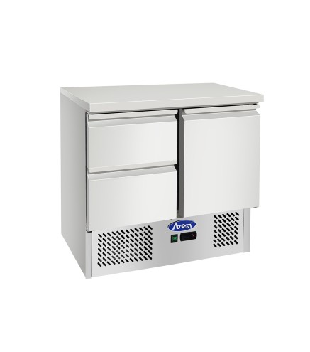 Saladette mesa refrigerada 90cm 1Puerta y 2 Cajones 300L 90x70x89.8cm