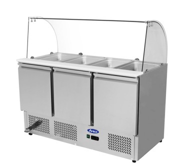 Saladette mesa refrigerada Cristal Curvo 136.5x70x133cm 3 Puertas