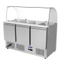 Mesa Refrigeración Y Ensaladera Repisa de Cristal Redondo Con 3 Puertas Capacidad 380L 2°/+8°C 1365X700X1330MM Mesa Refrigeración Y Ensaladera Repisa de Cristal Redondo Con 3 Puertas Capacidad 380L 2°/+8°C 1365X700X1330MM