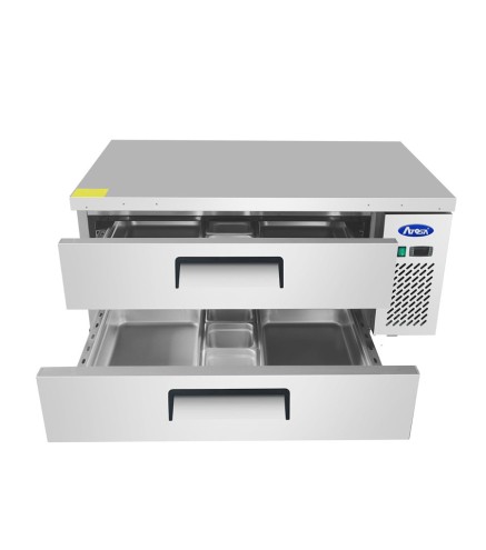 Mesa Baja Refrigerada Ventilada 2 Cajones - Capacidad  215L 2°/+8°C 1230X815X514MM
