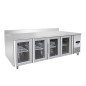 Mesa Refrigerada Ventilada Con 4 Puertas de Cristal con Tope - Capacidad 560L -2°/+8°C 2230X700X850+100MM Mesa Refrigerada Ventilada Con 4 Puertas de Cristal con Tope - Capacidad 560L -2°/+8°C 2230X700X850+100MM