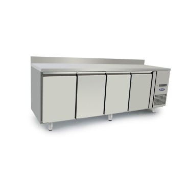 Mesa Refrigerada Acero Inox Ventilada - 4 Puertas con Tope - Capacidad  560L -2°/+8°C 2230X700X850+100MM