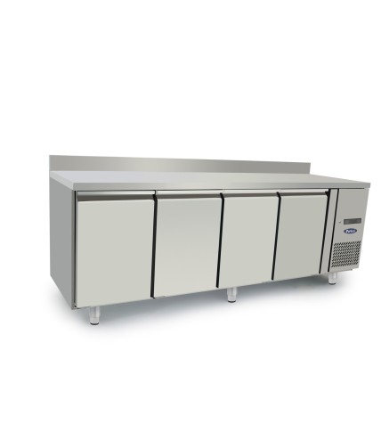 Mesa Refrigerada Acero Inox Ventilada - 4 Puertas con Tope - Capacidad  560L -2°/+8°C 2230X700X850+100MM