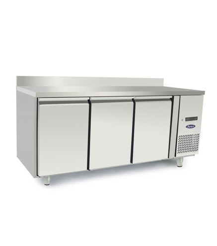 Mesa Refrigerada Acero Inox Con Tope Ventilada Con 3 Puertas - Capacidad  420L -2°/+8°C 1795X700X850+100MM