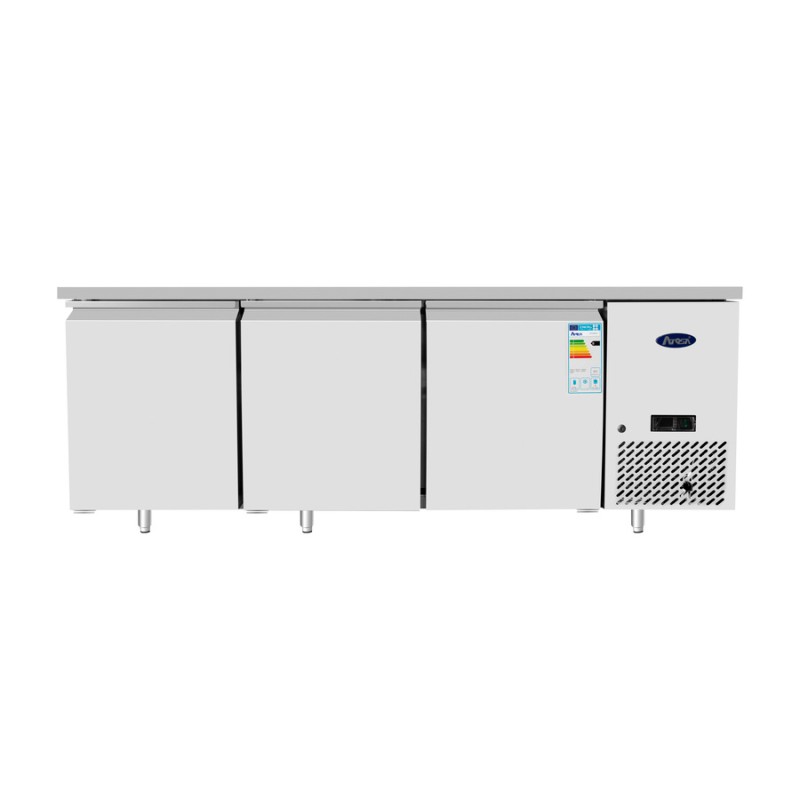 Mesa Refrigerada Acero Inox Con Tope Ventilada Con 3 Puertas - Capacidad  360L -2°/+8°C 1795X600X850MM