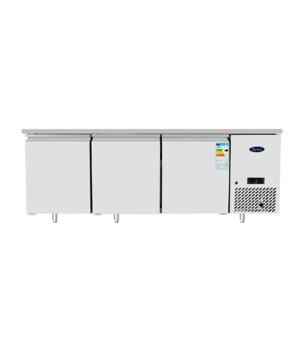 Mesa Refrigerada Acero Inox Con Tope Ventilada Con 3 Puertas - Capacidad  360L -2°/+8°C 1795X600X850MM