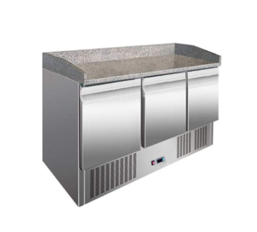 Mesa Fría Para Pizza Con 3 Puertas 380L 300W -2 ℃ ~ 8 ℃