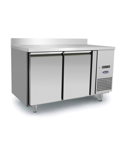 Mesa Refrigerada Acero Inox Con Tope Ventilada Con 2 Puertas - Capacidad  280L -2°/+8°C 1360X700X850+100MM