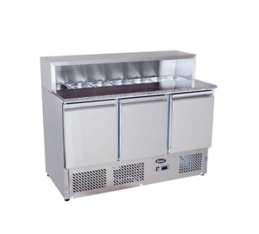 Mesa Fría De Ingredientes De Mármol Con 3 Puertas 380L 310W -2 ℃ ~ 8 ℃ R290