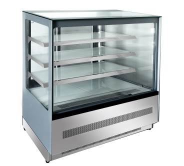 Mostrador De Pasteles Inox - Vitrina Refrigerada Cristales Frontales Rectos - Ventilada 2°/+8°C 900X750X1400MM