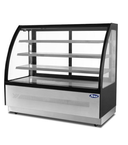 Mostrador De Pasteles Inox - Vitrina Refrigerada Cristales Frontales Curvos- Ventilada 2°/+8°C 900X660X1200MM