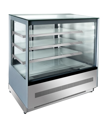 Mostrador De Pasteles Inox - Vitrina Refrigerada Cristales Frontales Rectos- Ventilada 2°/+8°C 1500X750X1400MM