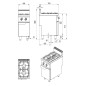Cocina de Gas con 2 Quemadores - 40x70x108.5cm 14kW