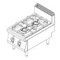 Fogón De Gas Natural De Sobremesa Con 2 Quemadores Serie 700 - 400X700X547MM 14KW - 2X7KW Fogón De Gas Natural De Sobremesa Con 2 Quemadores Serie 700 - 400X700X547MM 14KW - 2X7KW