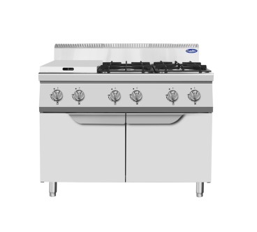 Fogón De Gas Natural Con 6 Quemadores Serie 700 - 1200X700X1085MM 31.5KW - 3X3 5KW + 3X7KW
