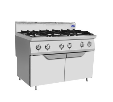 Fogón De Gas Natural Con 6 Quemadores Serie 700 - 1200X700X1085MM 31.5KW - 3X3 5KW + 3X7KW