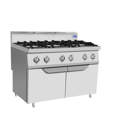 Fogón De Gas Natural Con 6 Quemadores Serie 700 - 1200X700X1085MM 31.5KW - 3X3 5KW + 3X7KW