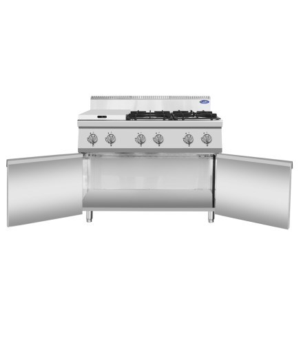 Fogón De Gas Natural Con 6 Quemadores Serie 700 -  1200X700X1085MM 42KW - 6X7KW