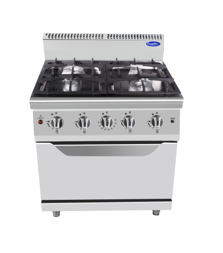 Fogón De Gas  Natural Con 4 Quemadores Con Horno 100°C-300°C 50KW Serie 700 - 800X700X1085MM - 2X3 5KW+2X7KW